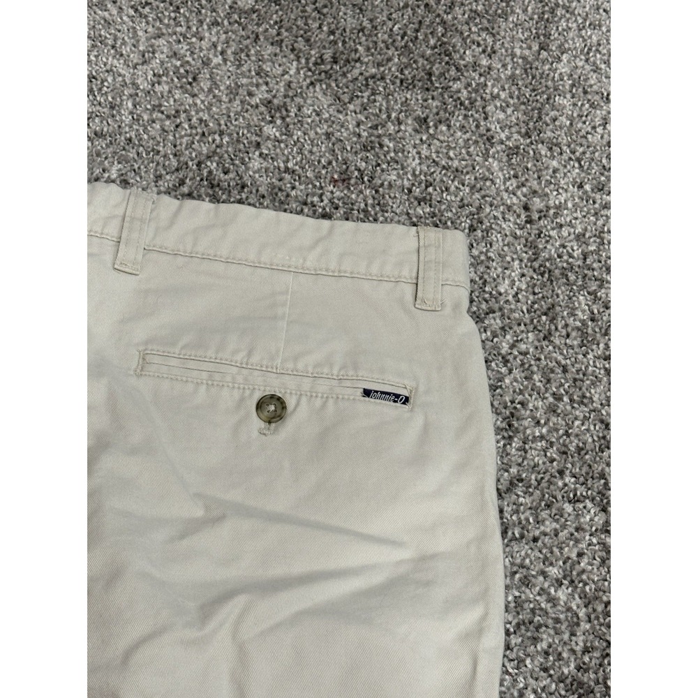 Johnnie-O Mens Chino Shorts Stone Beige Flat Front Stretch Cotton JMSH1400 36